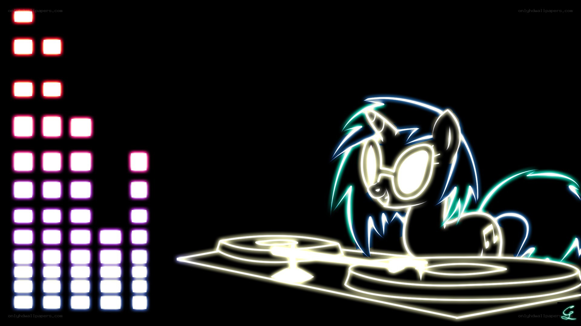 DJ Rainbow Dash neon art