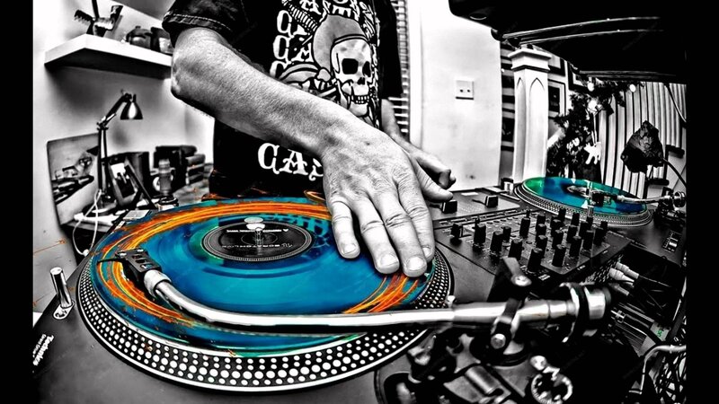 Dj Spinning Vinyl Record — Blue