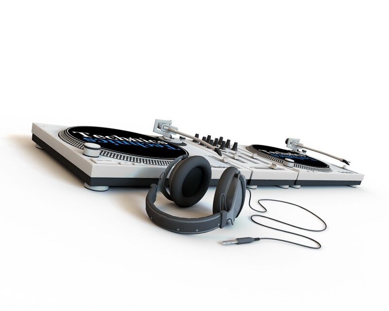 DJ turntable and headphones