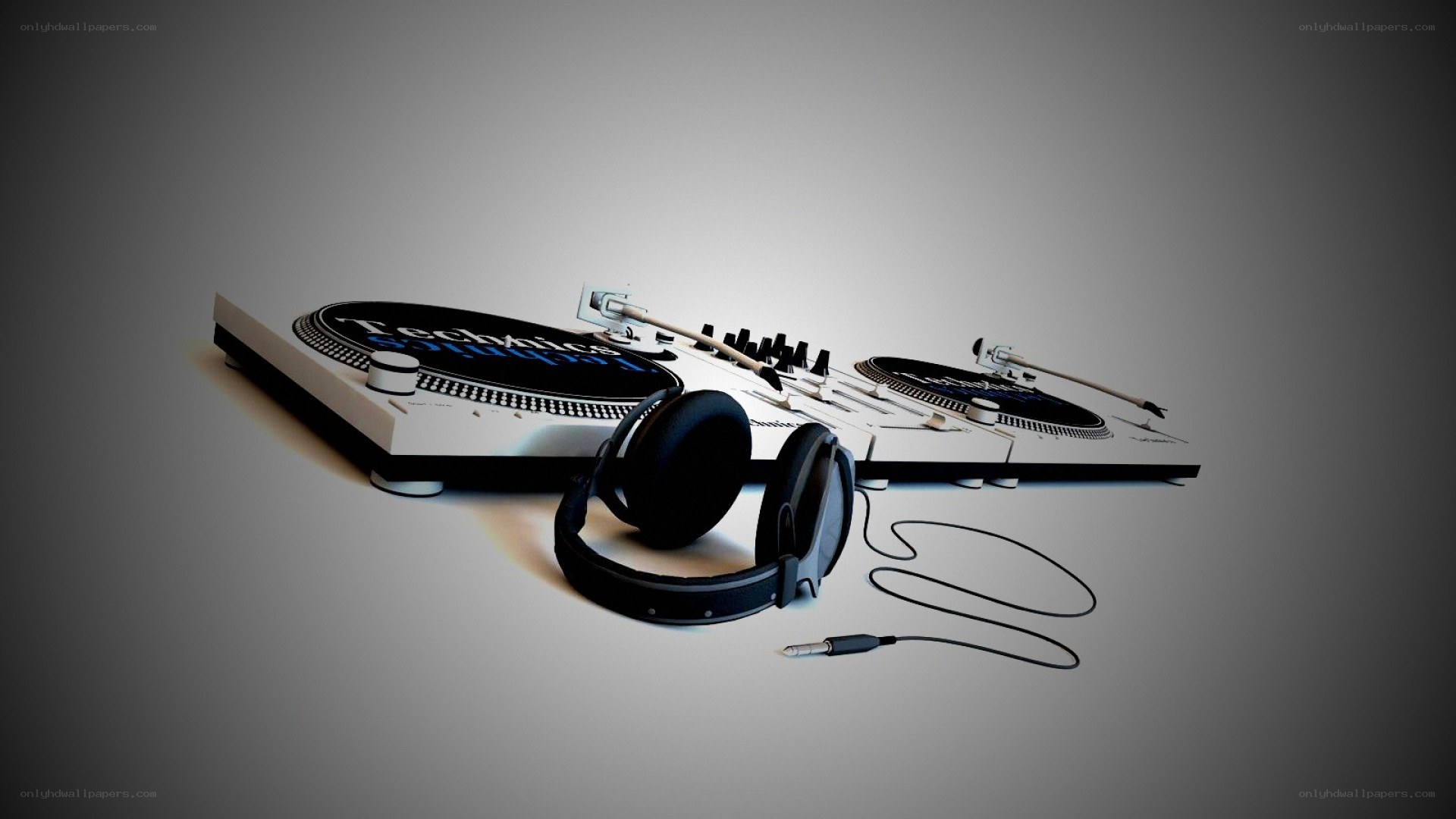 DJ turntable and headphones