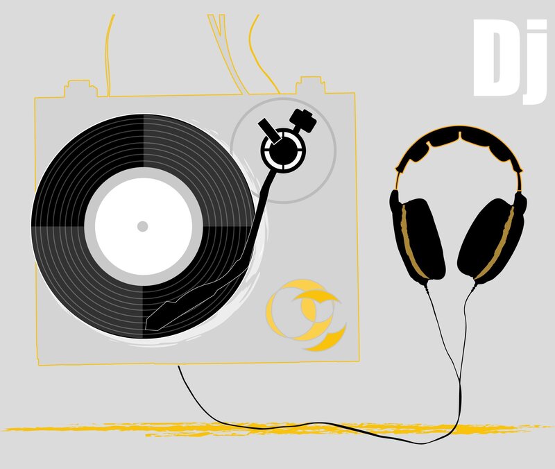 DJ turntable and headphones