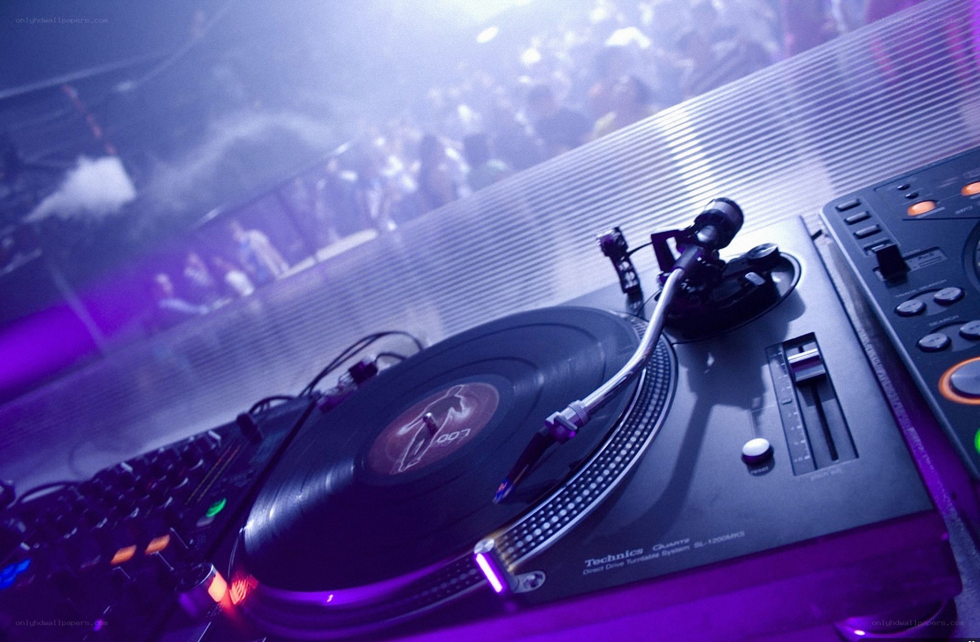 DJ turntable at a club