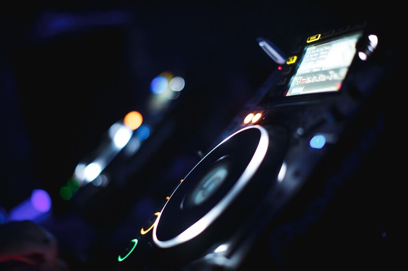 DJ Turntable in Dark Room