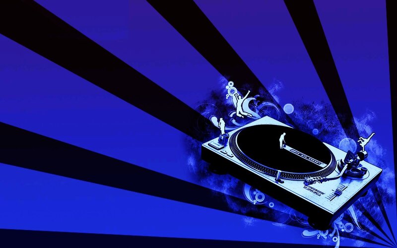 DJ turntable with blue background