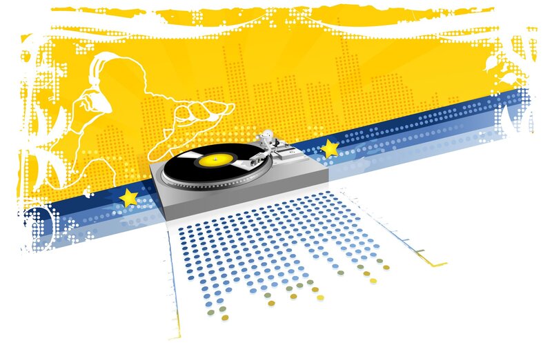 DJ turntable with music theme
