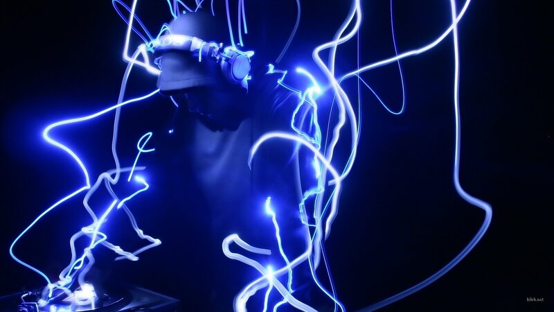 Dj with Glowing Lines — Blue, Energetic, Night