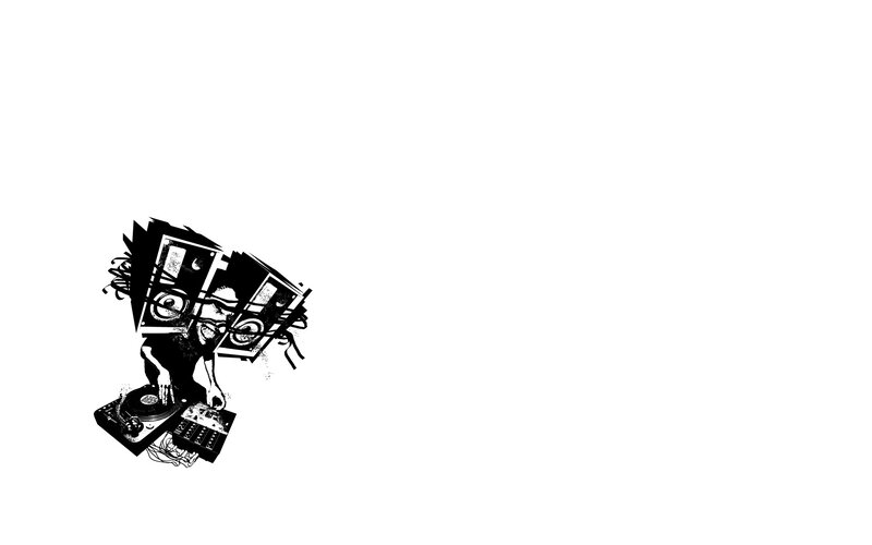 DJ with headphones and turntables