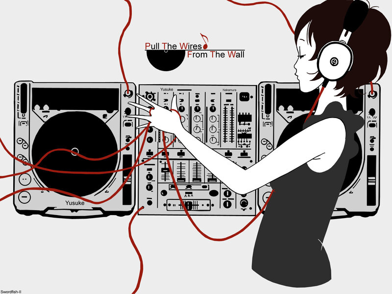 DJ with headphones and turntables