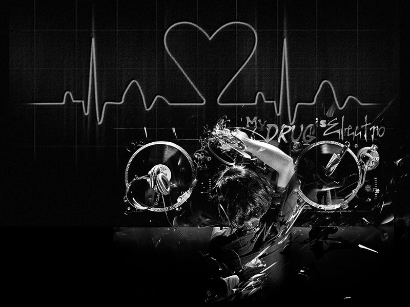 DJ with heart monitor background