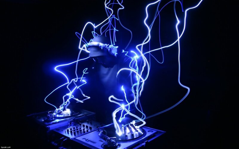 DJ with light trails