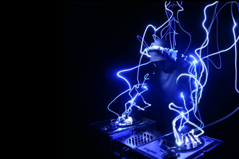 DJ with light trails
