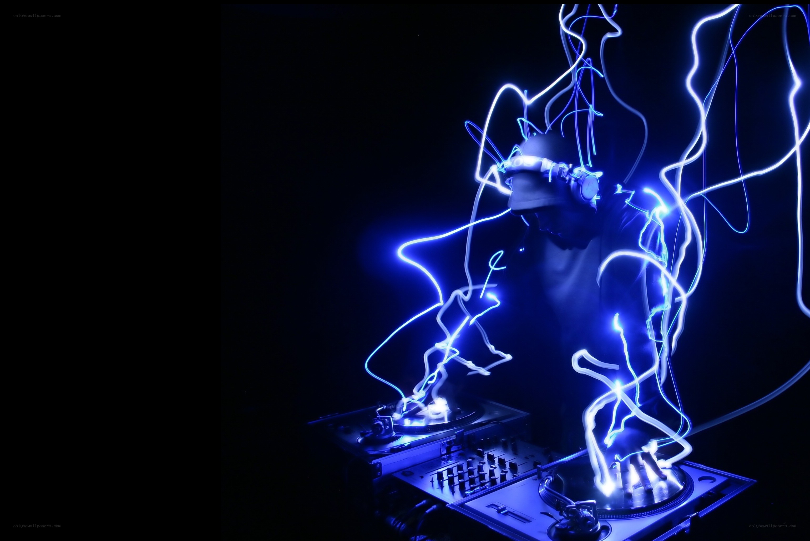 DJ with light trails