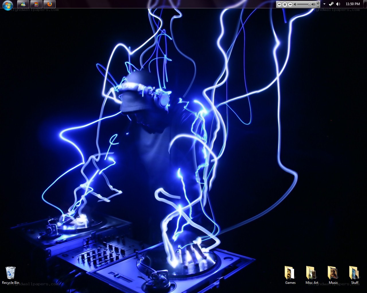 DJ with light trails