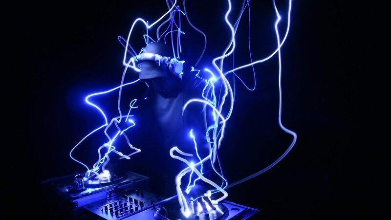 Dj with Light Trails — Blue