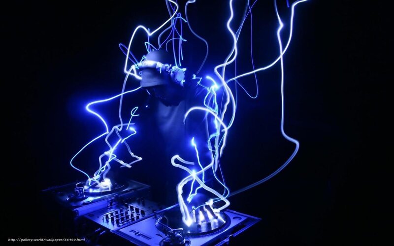 DJ with light trails