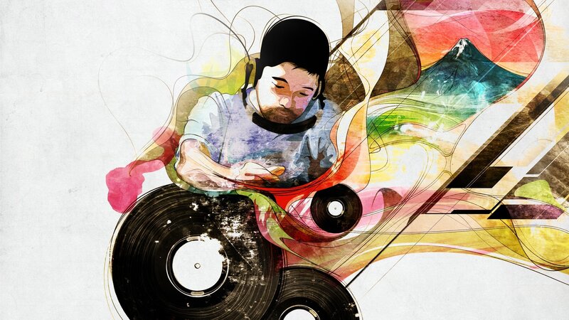 Dj with Vinyl Records — Black