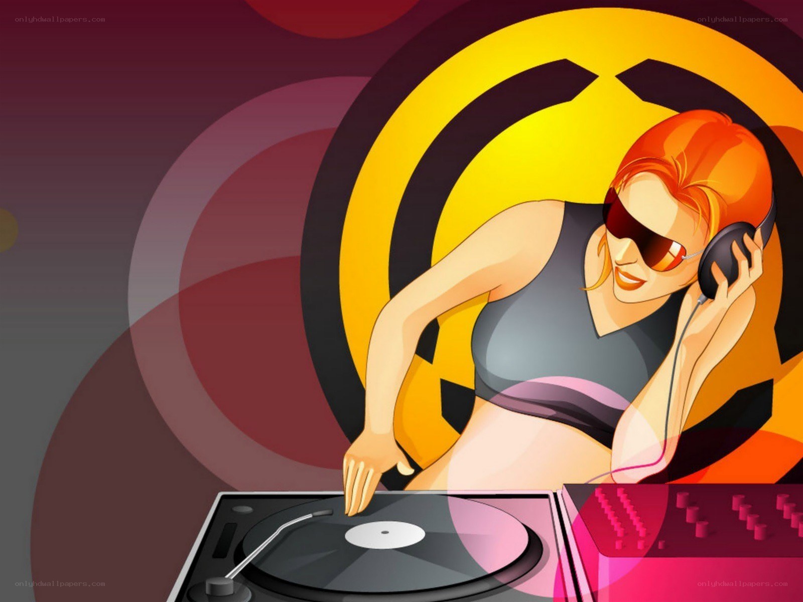 DJ woman with turntable