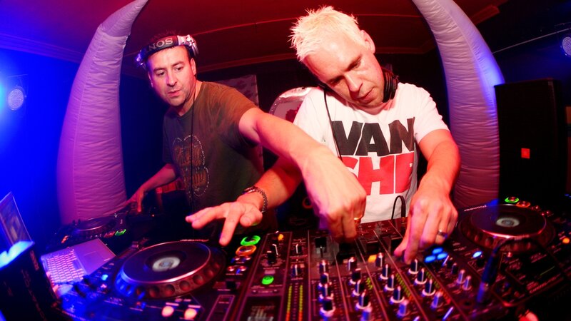 DJs performing at a club