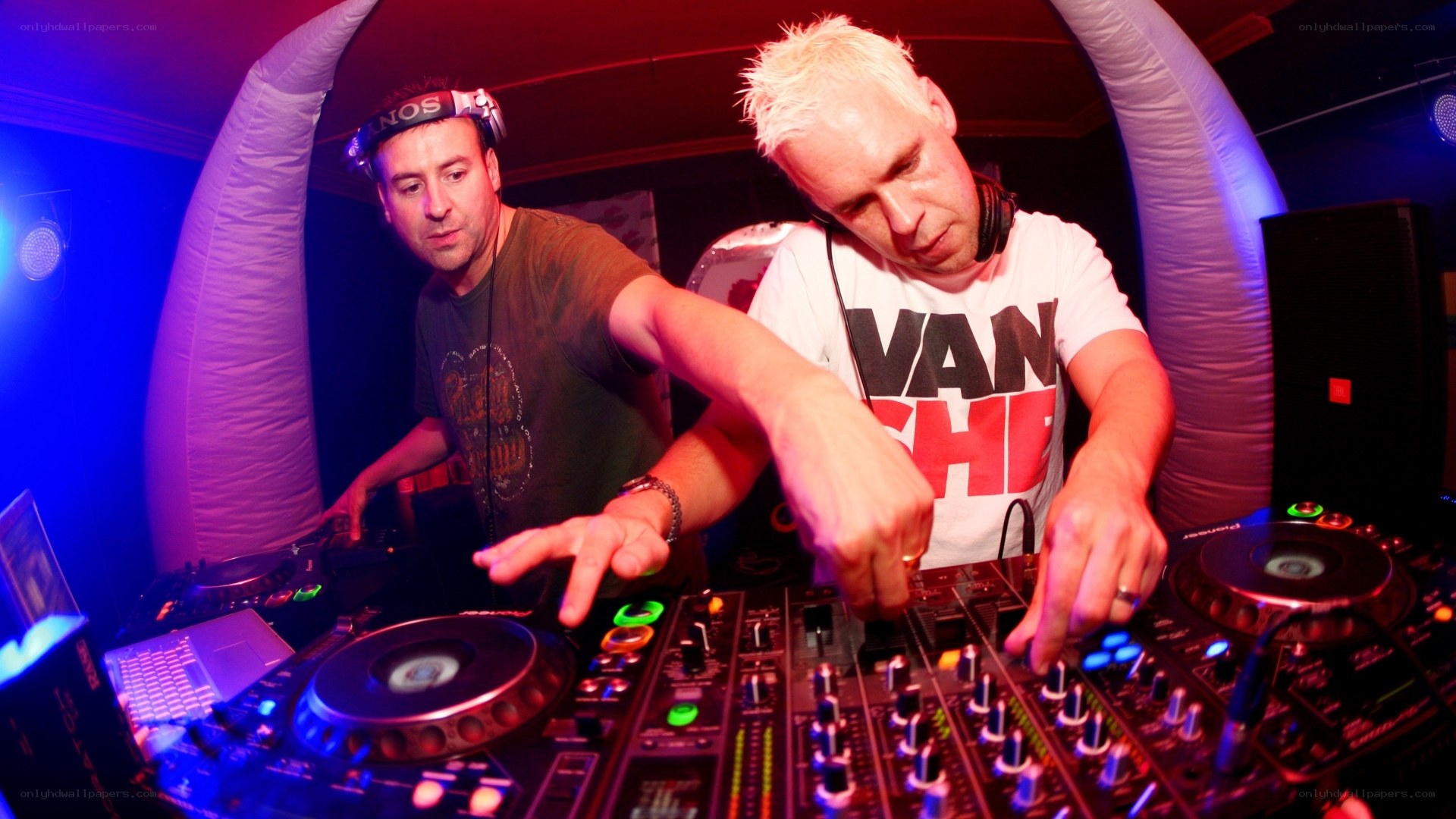 DJs performing at a club