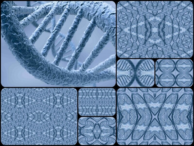 DNA and fractal patterns collage