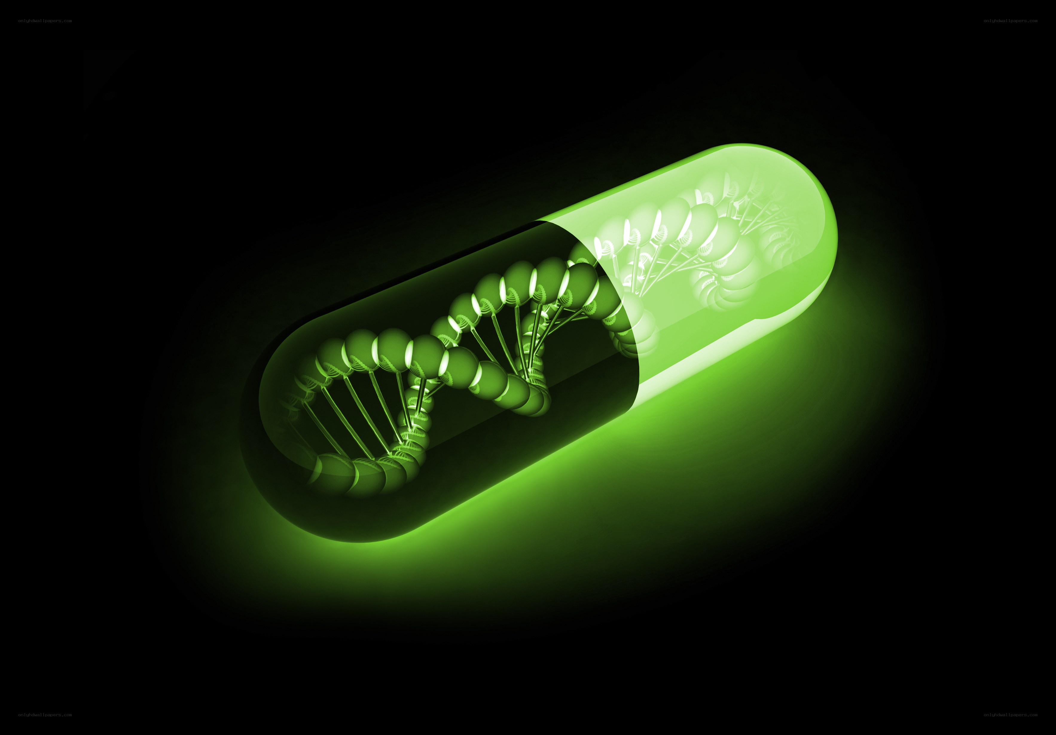 DNA capsule in green light