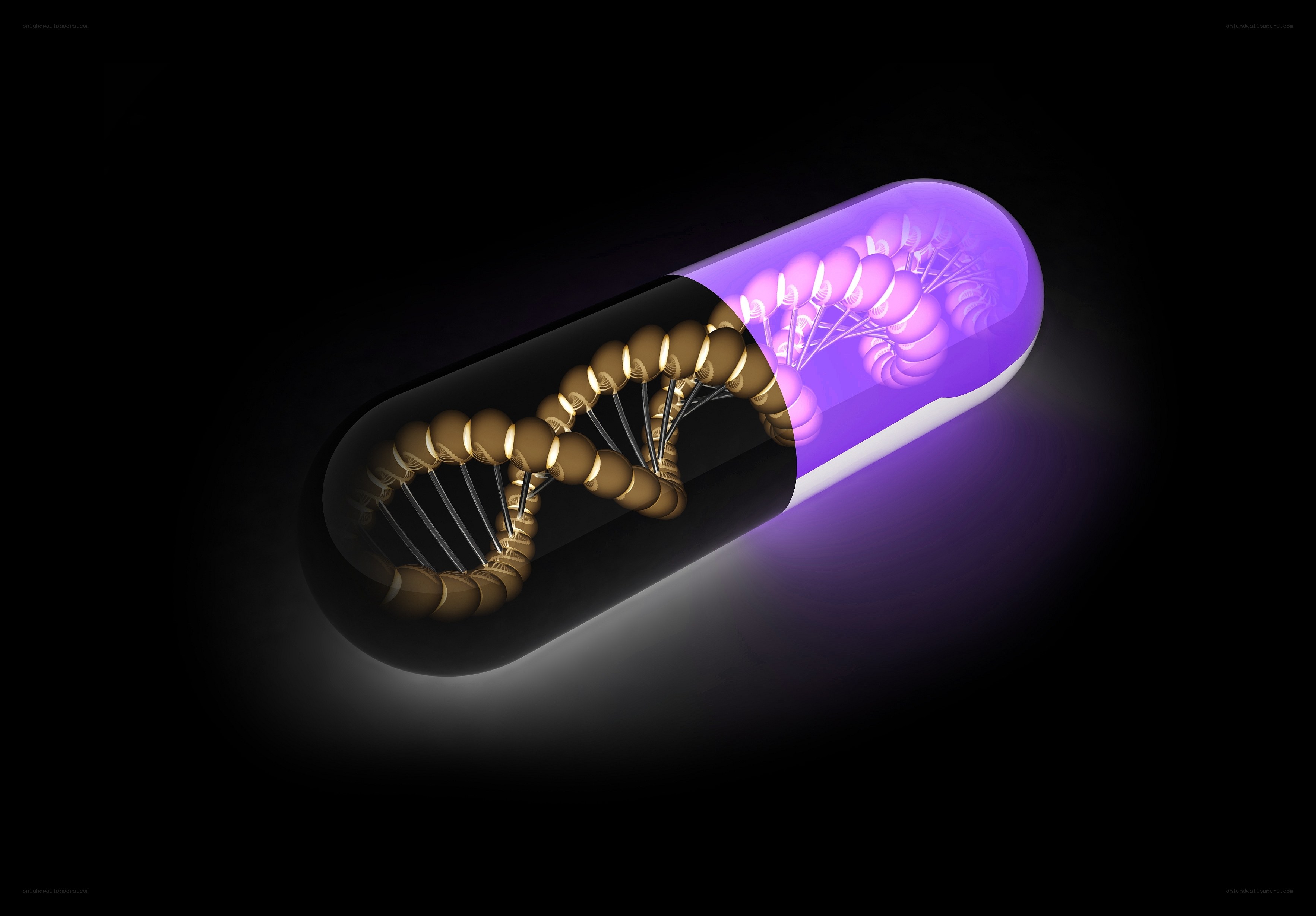 DNA capsule with glowing core