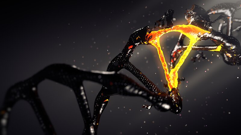 DNA Double Helix — Black, Dramatic, 3d Render
