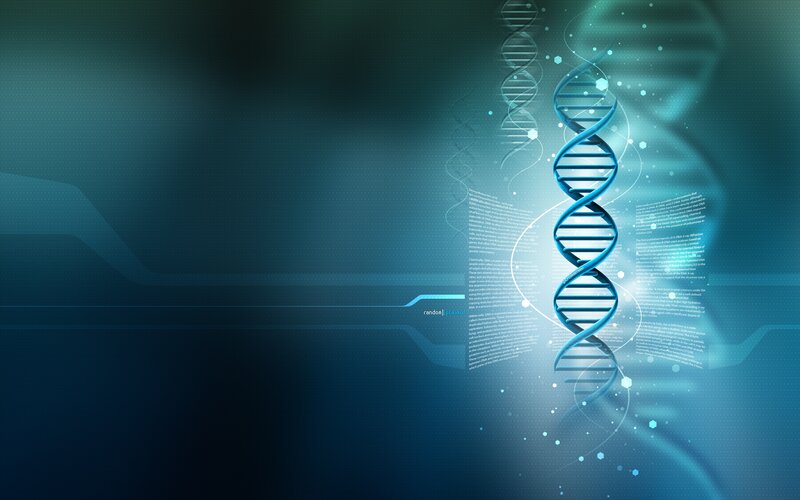 DNA Double Helix — Blue, Futuristic, Digital Art