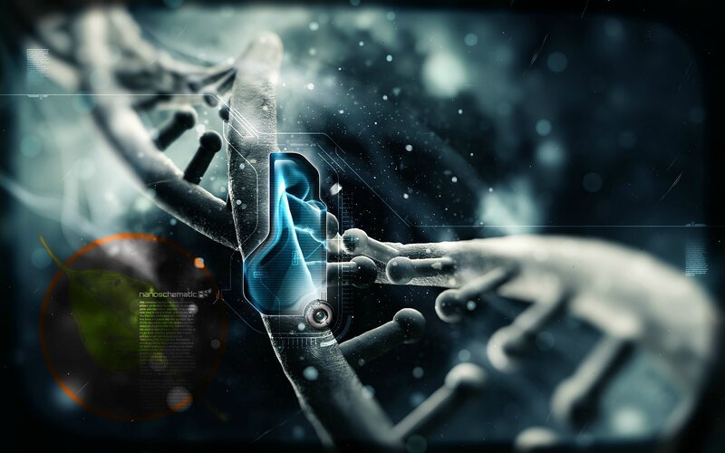DNA Double Helix — Blue, Technological