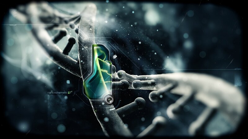 DNA Double Helix — Green, Dramatic