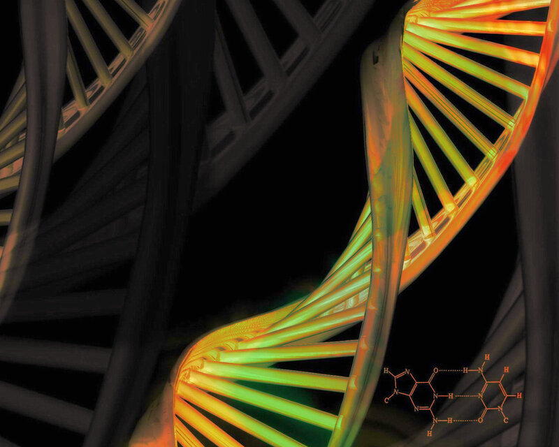 DNA Double Helix — Green, Scientific, 3d Render, Molecular Structure