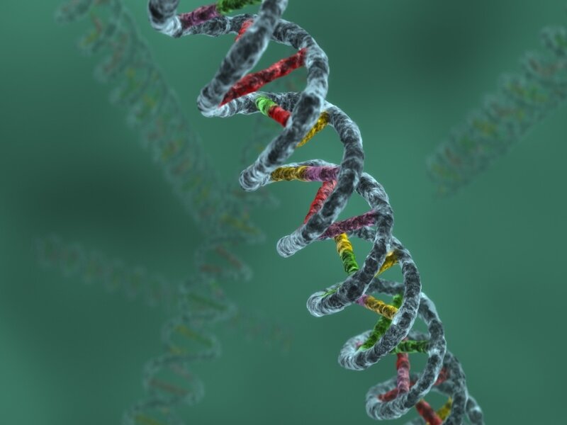 DNA Double Helix — Green, Scientific, 3d Render, Molecule
