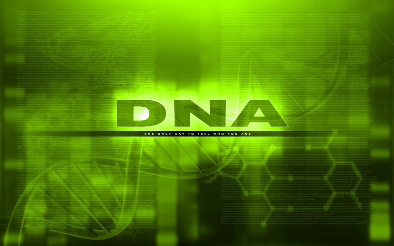 DNA Double Helix — Green, Scientific, Digital Art, Text