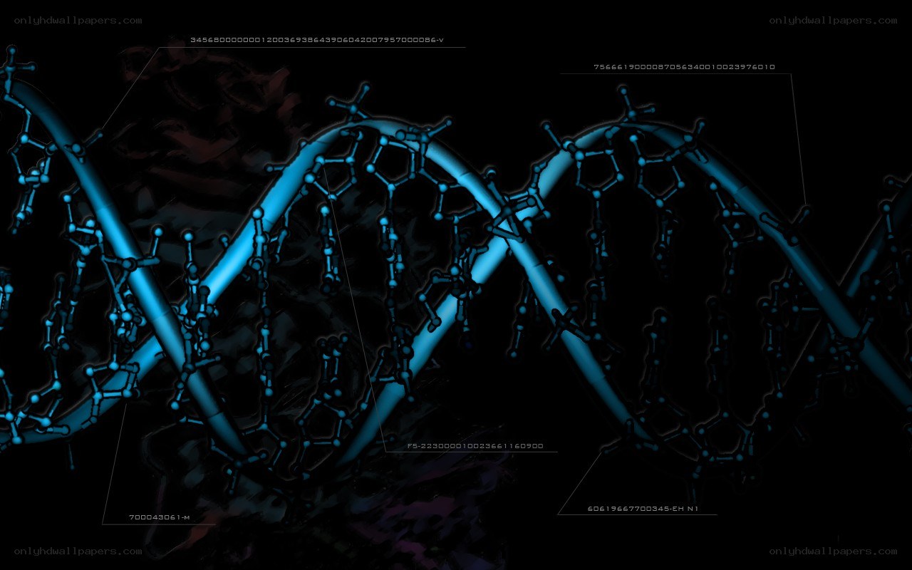 DNA double helix with data overlay