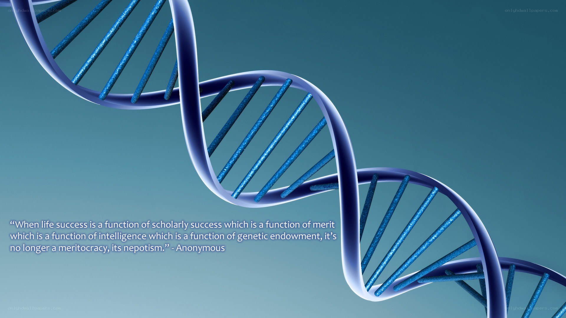 DNA double helix with quote