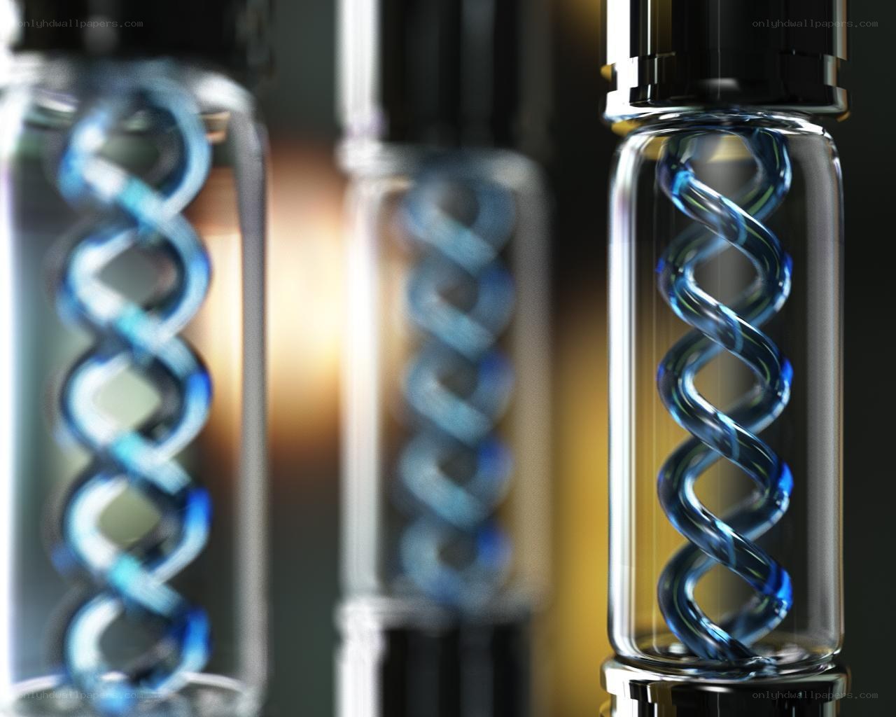 DNA helix in glass vials