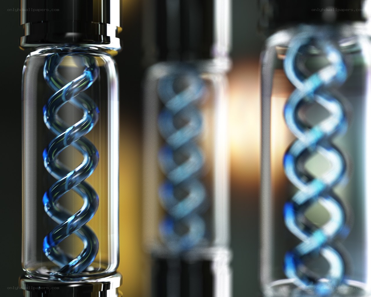 DNA helix in glass vials