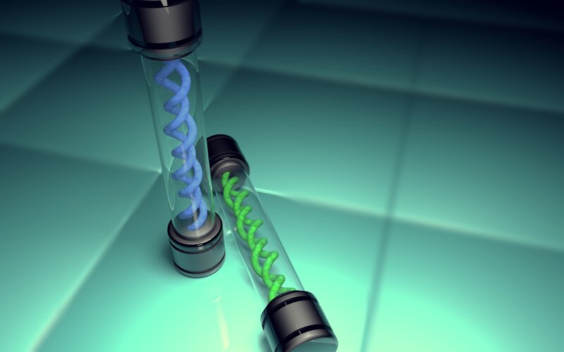 DNA Helix in Test Tubes — Teal