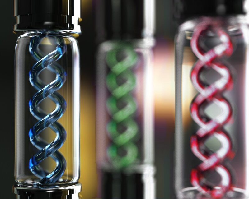 DNA Helix Models in Vials — Blue