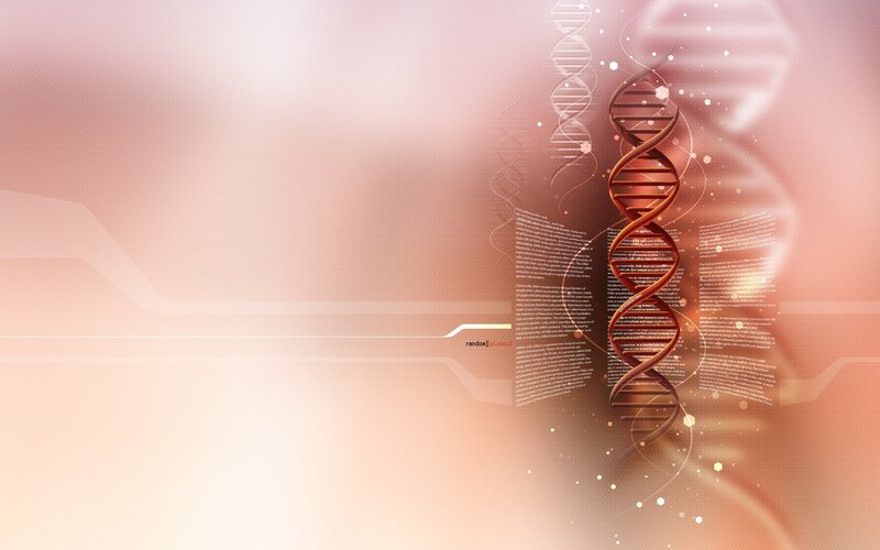 DNA helix with scientific data