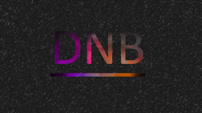 DNB text on dark background