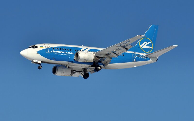 Dniproavia airplane in flight