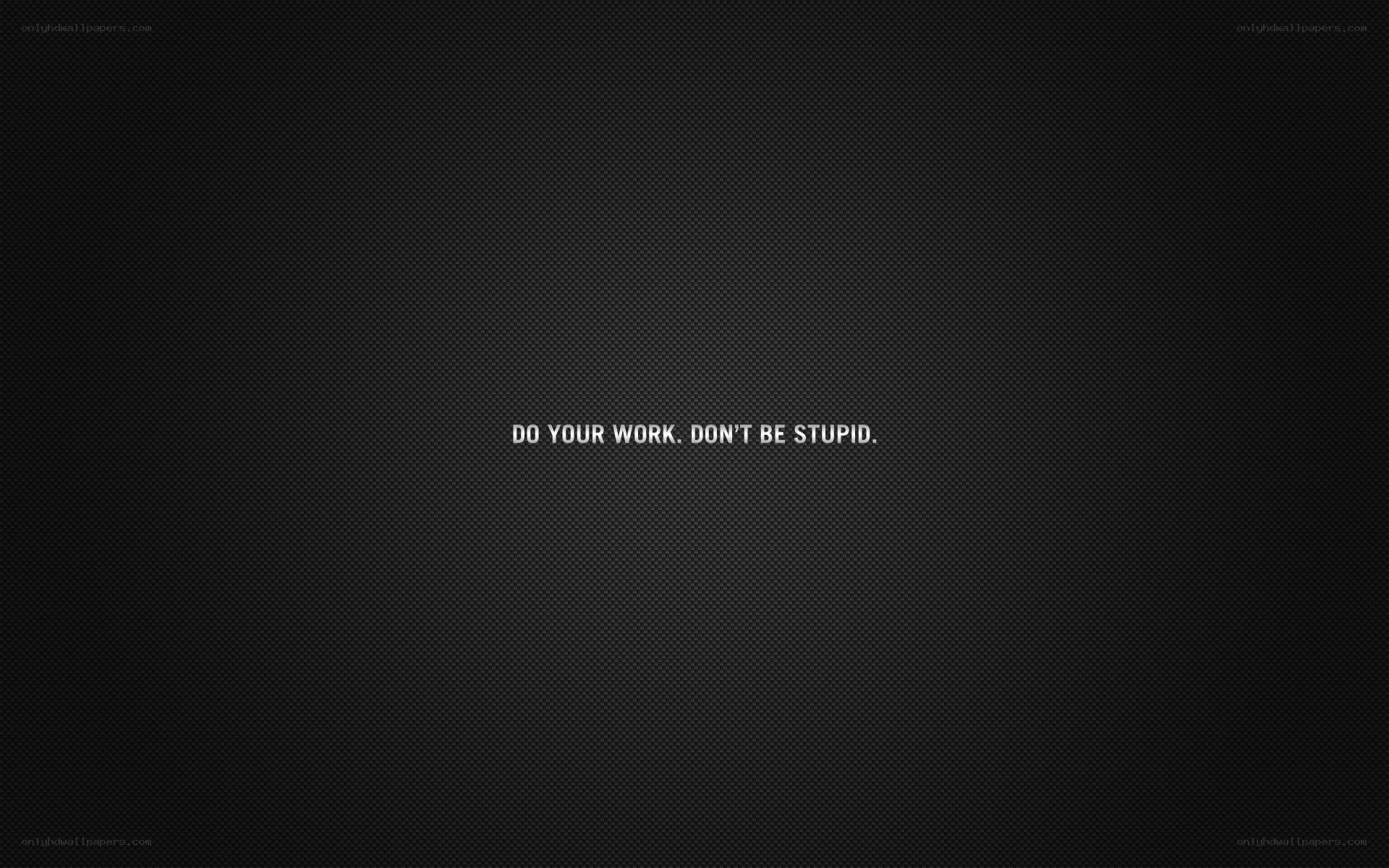 do your work don't be stupid
