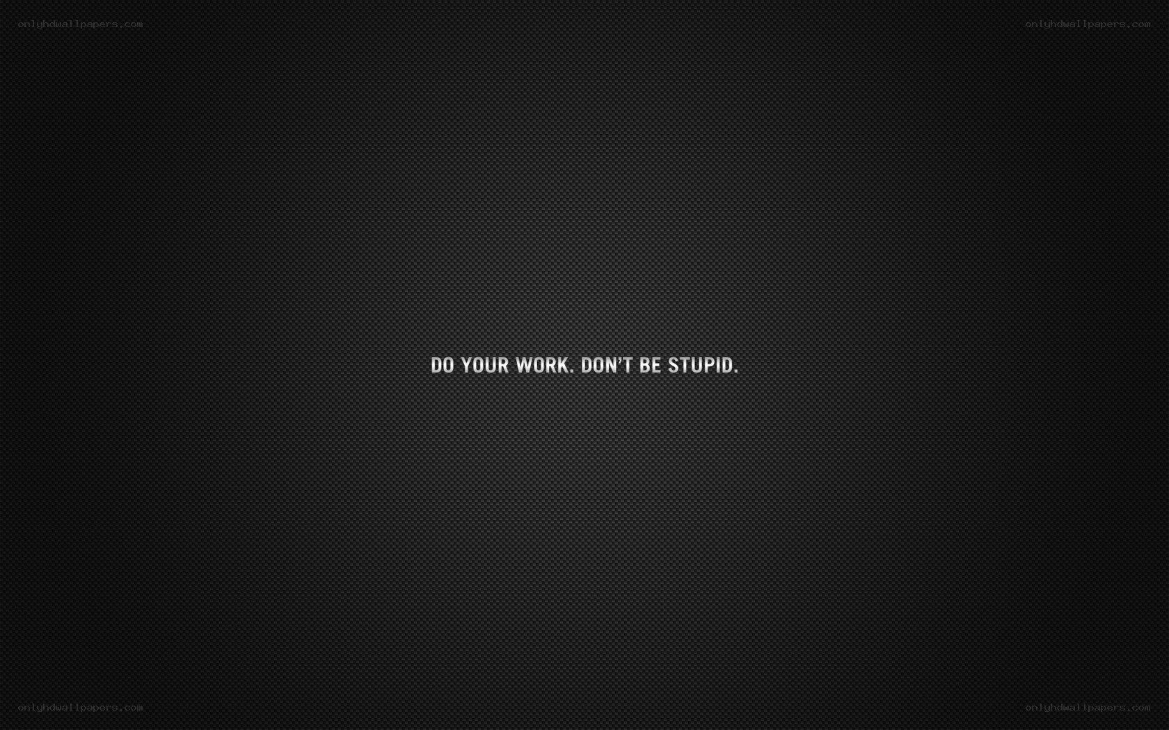 do your work don't be stupid