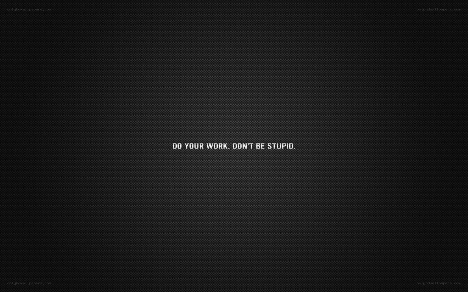 do your work don't be stupid