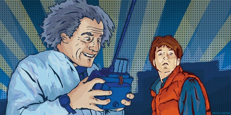 Doc Brown and Marty in pop art style