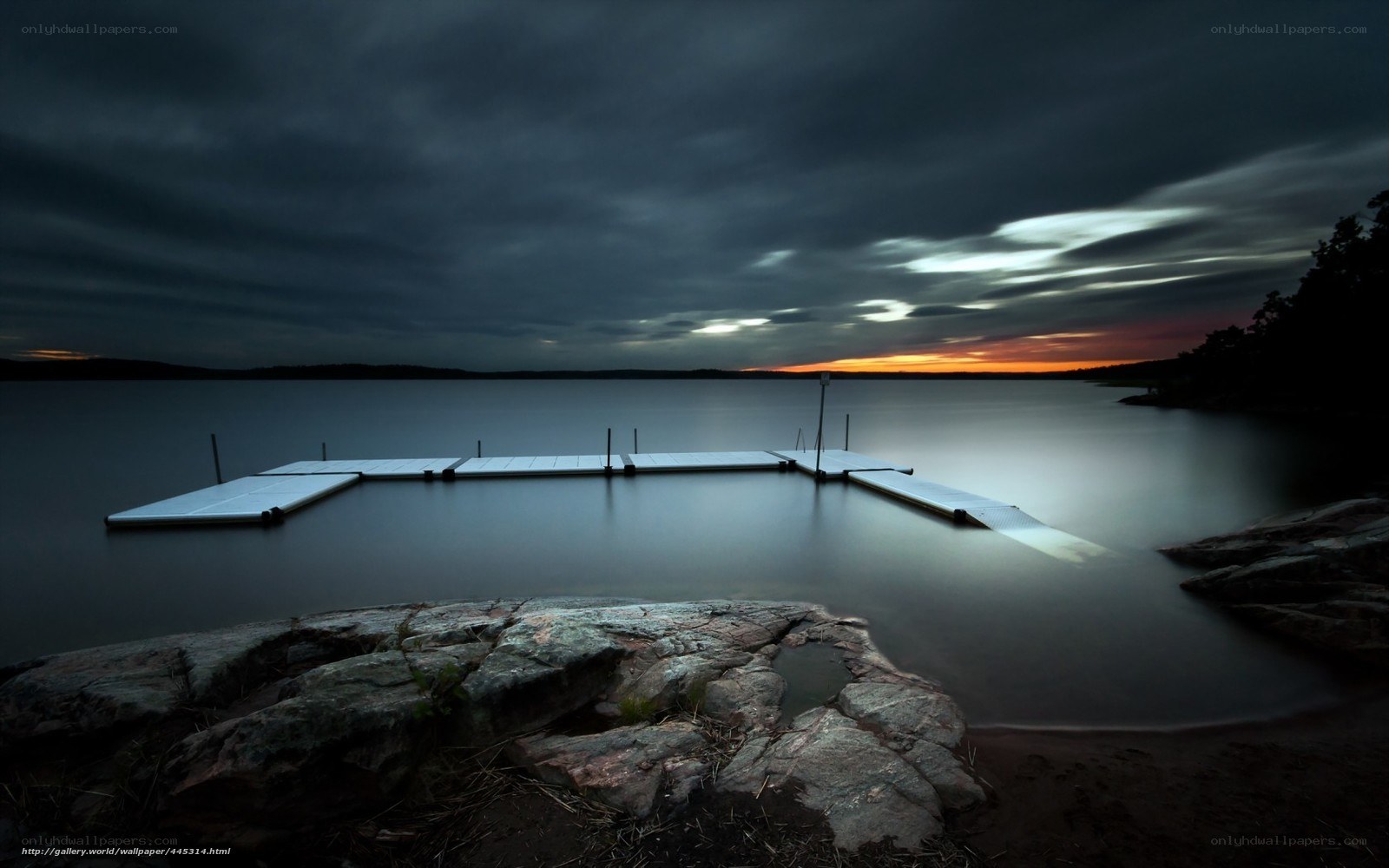 Dock at Sunset Over Lake