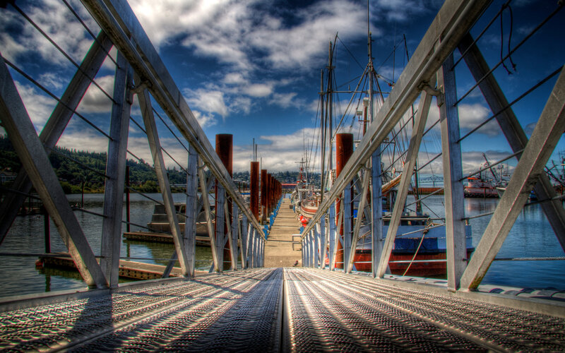 Dock view from metal bridge
