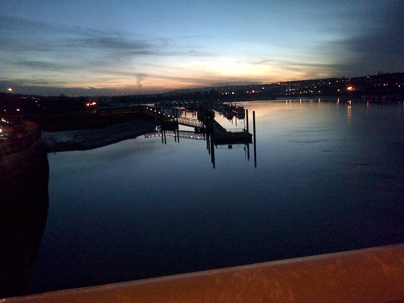 Docked Boats at Dusk — Blue, Calm