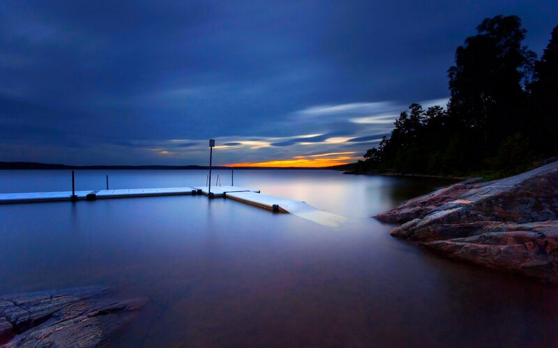 Docked Pier at Dusk — Blue